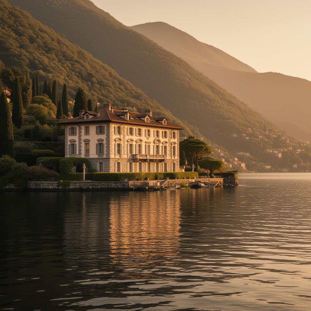 Lake Como villa at golden hour